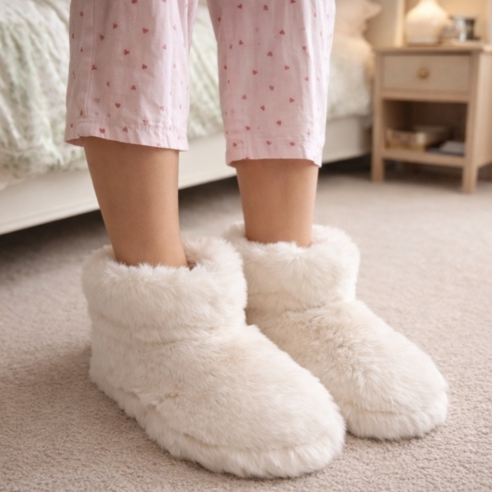 Wild Diva Cream Cozy Plush Faux Fur Bootie Slippers NWOT Size 9